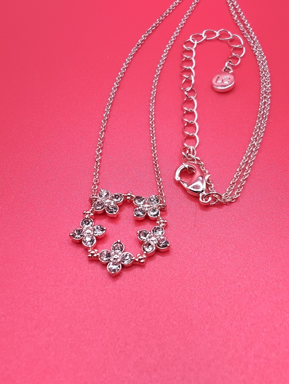 LC Lauren Conrad Flower Rose Gold/Clear Crystal Necklace
